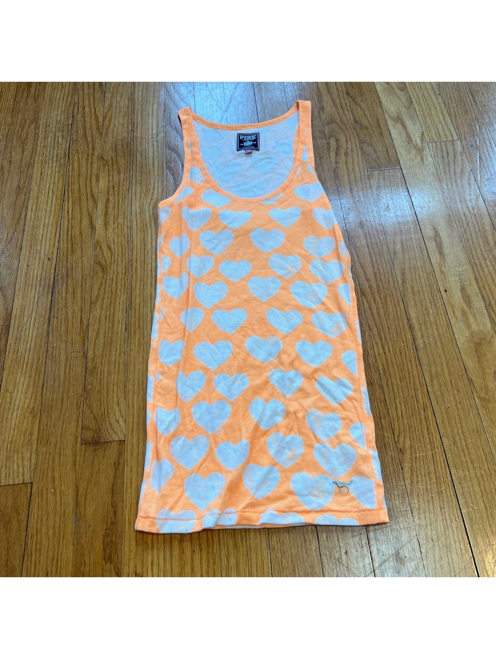Vintage y2k Victoria secret PINK orange heart print tank top